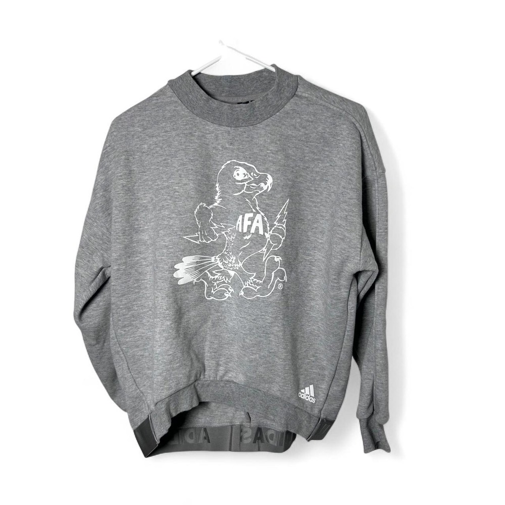 Adidas AFA gray crewneck sweatshirt with white eagle graphic, size S